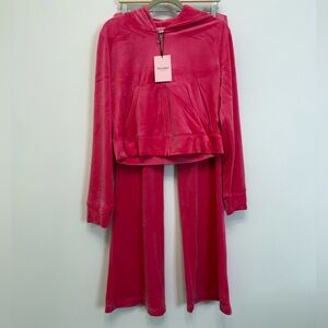 Juicy Couture Classic Bling Velour Tracksuit Set Pink Party Women’s Large NWT